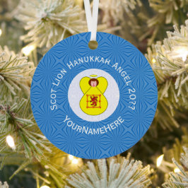 Schot Leeuw Rampant Angel Chanoeka Vlag Gepersonal Metalen Ornament