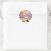 schotel in zonsondergang ronde sticker (Tas)