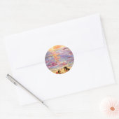schotel in zonsondergang ronde sticker (Envelop)