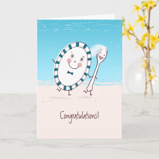 Schotel & lepel bruiloft gefeliciteerd kaart (Gele Bloem)