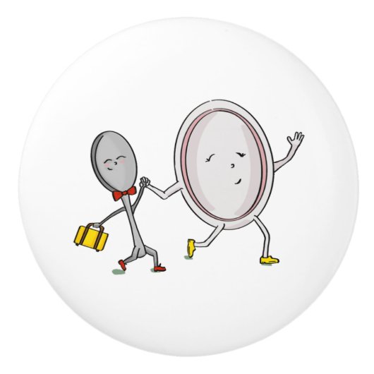 Schotel liep weg met de lepel kwekerij Decor Keramische Knop (Voorkant)