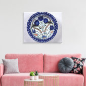 Schotel met een bloemdecoratie, Iznik Canvas Afdruk (Insitu (Woonkamer))