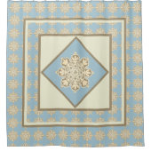 Schotelgordijnroommelden in hemelblauw douchegordijn (Voorkant)