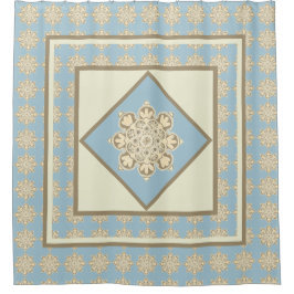 Schotelgordijnroommelden in hemelblauw douchegordijn