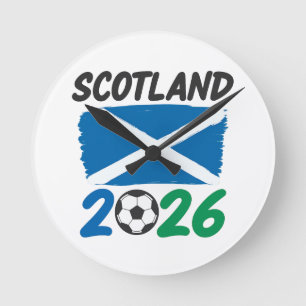 Schotland 2026 Voetbalfanontwerp / Saltire en Voet Ronde Klok