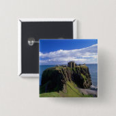 Schotland, Aberdeen. Kasteel Dunnotar. Vierkante Button 5,1 Cm (Voorkant /achterkant)
