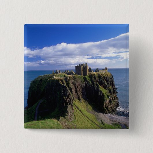 Schotland, Aberdeen. Kasteel Dunnotar. Vierkante Button 5,1 Cm (Voorkant)