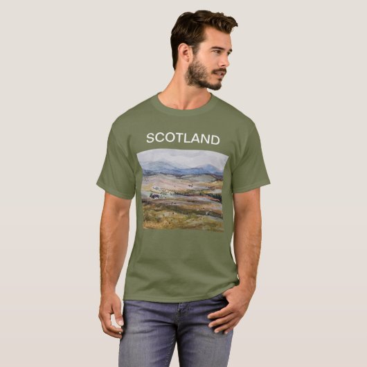 Schotland aquarel landschap t-shirt (Voorkant volledig)