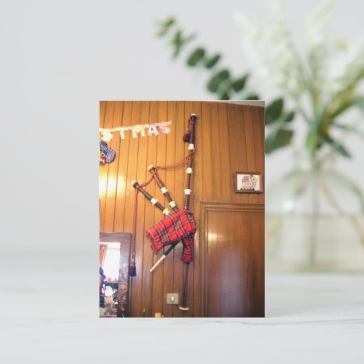 Schotland Bagpipe Tartan Musical Instrument Briefkaart (Staand voorkant)