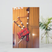 Schotland Bagpipe Tartan Musical Instrument Briefpapier (Staand voorkant)