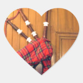 Schotland Bagpipe Tartan Musical Instrument Hart Sticker (Voorkant)