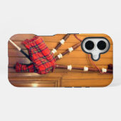 Schotland Bagpipe Tartan Musical Instrument iPhone 16 Hoesje (Achterkant horizontaal)