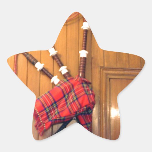 Schotland Bagpipe Tartan Musical Instrument Ster Sticker (Voorkant)