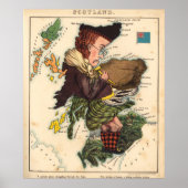 Schotland Bagpiper Map (1868) Poster (Voorkant)