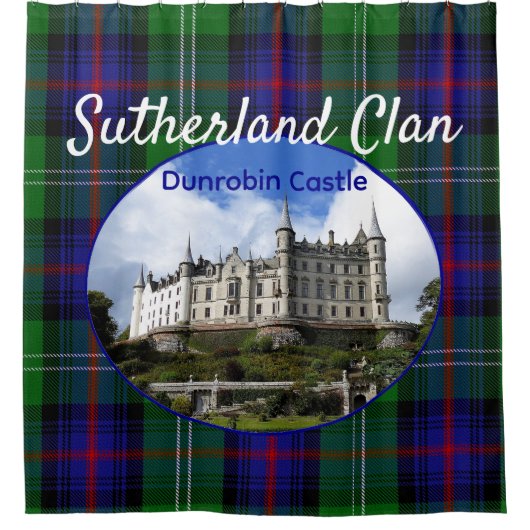 Schotland Castle Sutherland Scottish Clan Tartan Douchegordijn (Voorkant)