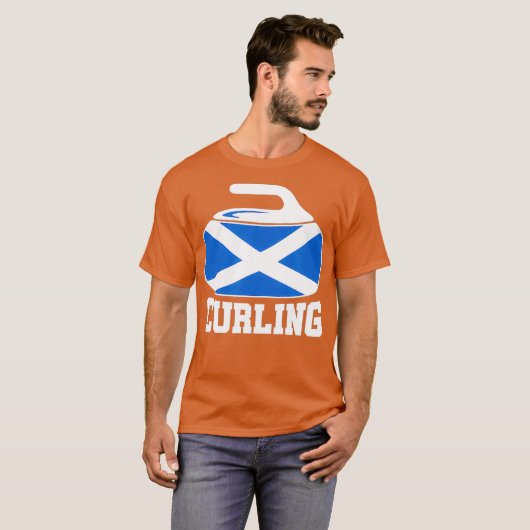 Schotland Curling I Schotse vlag Curling Stone T-shirt (Voorkant volledig)