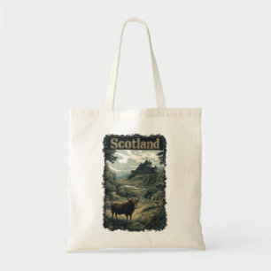 Schotland Design: Hoogland Koe, Kasteel, en Landsc Tote Bag