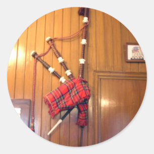 Schotland Doedelzak Tartan Schotse Plaid Muziekins Ronde Sticker