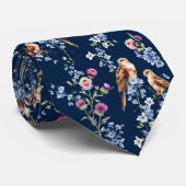 Schotland Eagle Thistle Bluebell Floral Navy Stropdas (Opgerold)