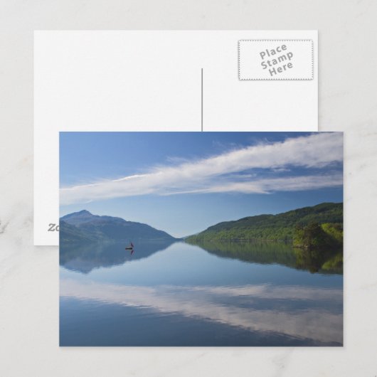 Schotland - Eenzame boot op het briefkaart Loch Lo (Voorkant / Achterkant)