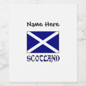 Schotland en Schotse vlag met Jouw naam Wijn Etiket (Enkel label)