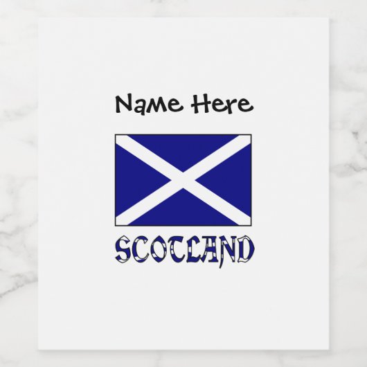 Schotland en Schotse vlag met Jouw naam Wijn Etiket (Enkel label)