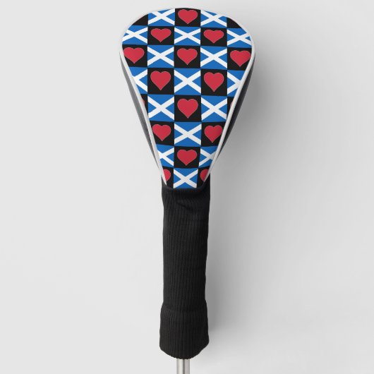 Schotland Golf Lover Heart Pattern Schotse vlag Golfheadcover (Voorkant)