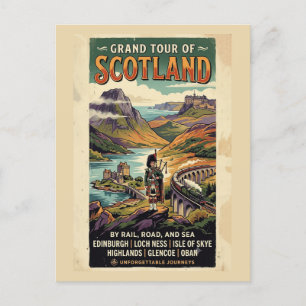 Schotland Grand Tour Retro Reisposter Briefkaart