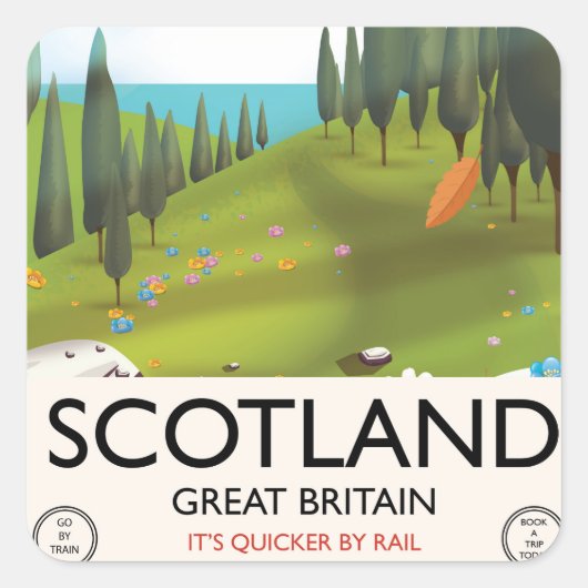 Schotland 'Het is sneller per spoor' Reisposter Vierkante Sticker (Voorkant)