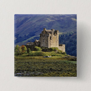 Schotland, Highland, Wester Ross, Eilean Donan 3 Vierkante Button 5,1 Cm