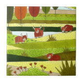 Schotland Hogelandkoeien in het Autumn Boerderij F Tegeltje (Voorkant)