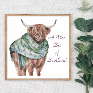 Schotland Hoogland Koe in Tartan Play Animal Art Poster