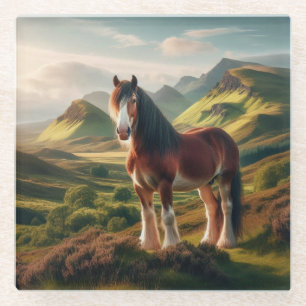 Schotland hooglanden Clydesdale paard Glazen Onderzetter