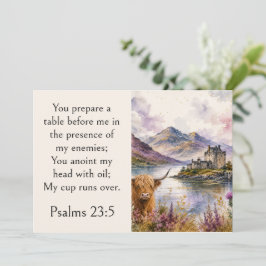 Schotland Hooglanden Esthetiek, Psalm 23:5 Schrift Bedankkaart