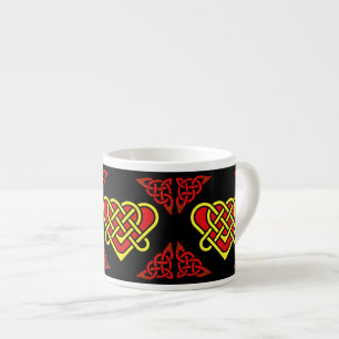 Schotland Keltisch/goud/rode gevlochten hart, zwar Espresso Kop
