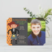 Schotland kind met kilt Birthday Party Kaart (Staand voorkant)