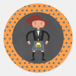 Schotland kind met kilt Verjaardagsfeestje Ronde Sticker