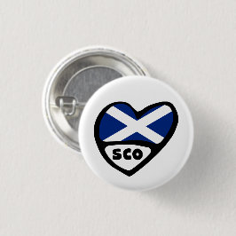 Schotland Landcode Flag Heart Pin Badge, SCO Ronde Button 3,2 Cm