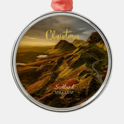 Schotland landschap Kerstmis Metalen Ornament (Voorkant)