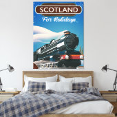 Schotland Locomotief reisposter Canvas Afdruk (Insitu (Slaapkamer))