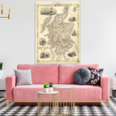 Schotland met binnenlandkaart van de Shetland Isla Canvas Afdruk (Insitu (Woonkamer))