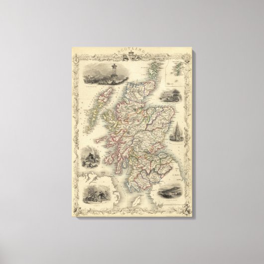 Schotland met binnenlandkaart van de Shetland Isla Canvas Afdruk (Voorkant)