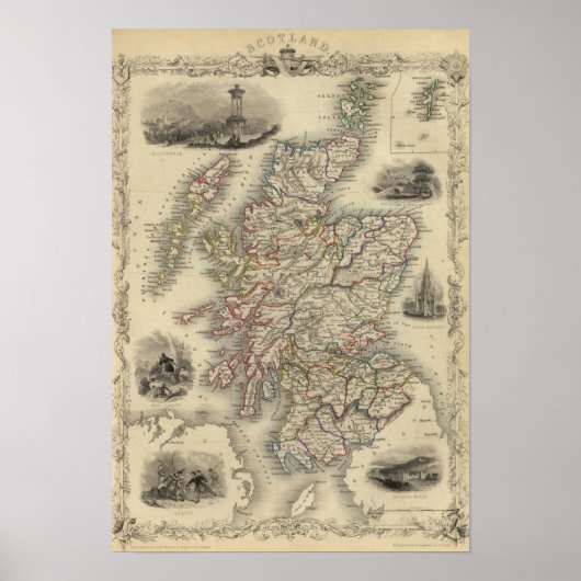 Schotland met binnenlandkaart van de Shetland Isla Poster (Voorkant)