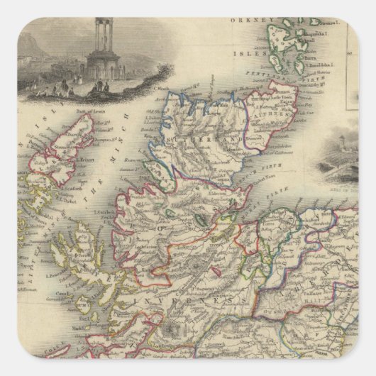 Schotland met binnenlandkaart van de Shetland Isla Vierkante Sticker (Voorkant)