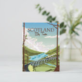 Schotland met treinlocomotief Reisposter Briefkaart (Staand voorkant)