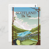 Schotland met treinlocomotief Reisposter Briefkaart (Voorkant / Achterkant)