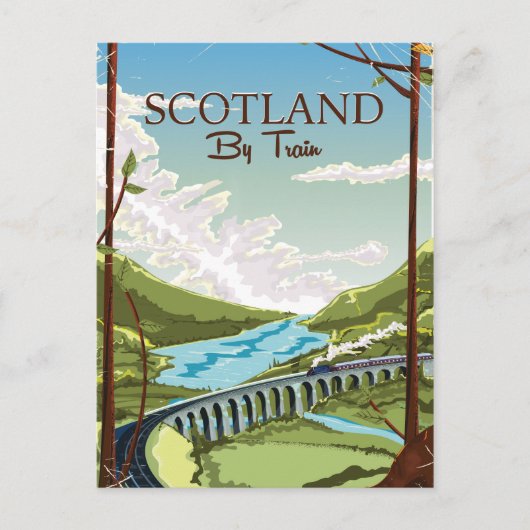 Schotland met treinlocomotief Reisposter Briefkaart (Voorkant)