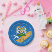 Schotland & Monogram, Schotse vlag / Blauw Papieren Bordje (Feest)