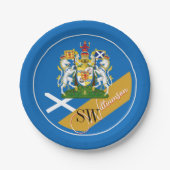 Schotland & Monogram, Schotse vlag / Blauw Papieren Bordje (Voorkant)