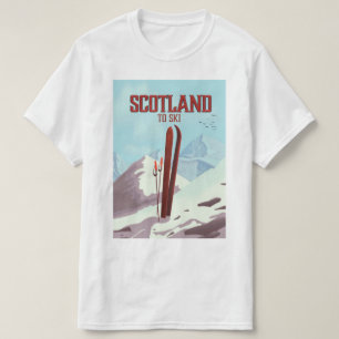 Schotland om te skiën vintage reisposter t-shirt